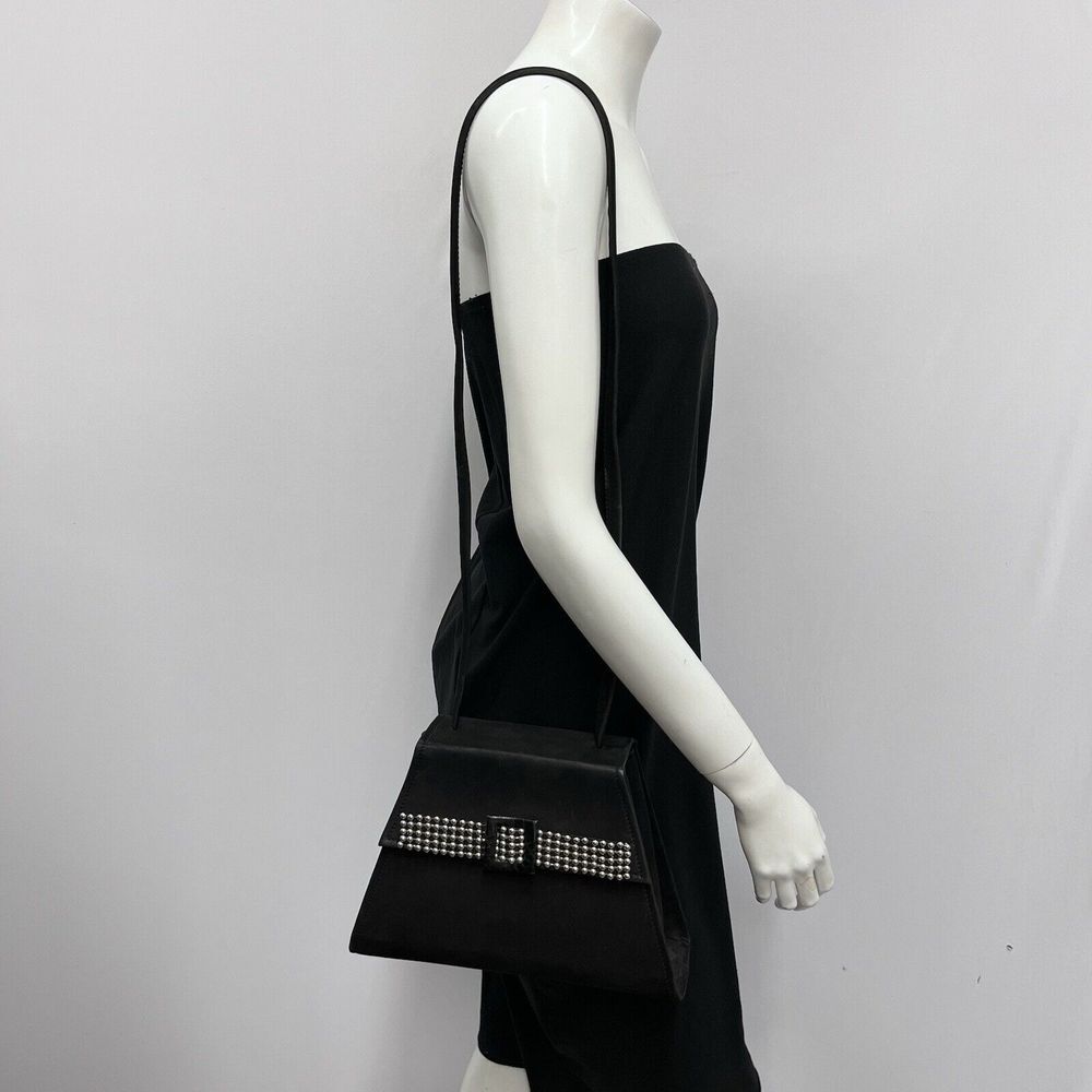 Vintage Bally Suede Shoulder Bag Purse‎ Black Silver Metal Beads Balls & Buckle - Picture 9 of 12
